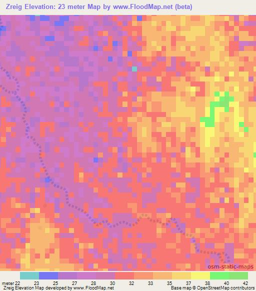 Zreig,Mauritania Elevation Map