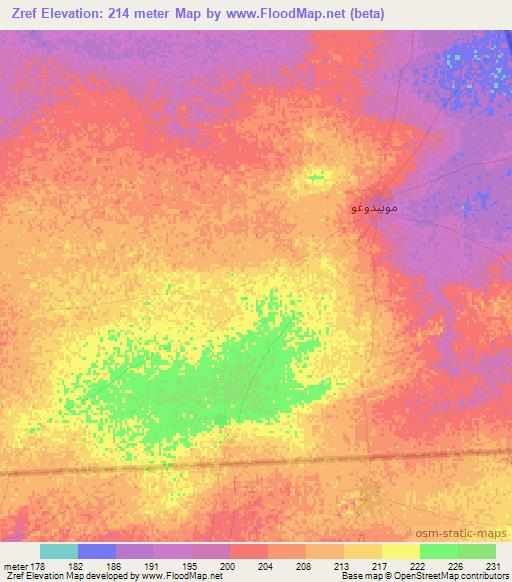 Zref,Mauritania Elevation Map