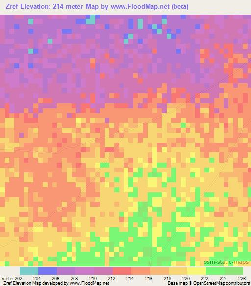 Zref,Mauritania Elevation Map