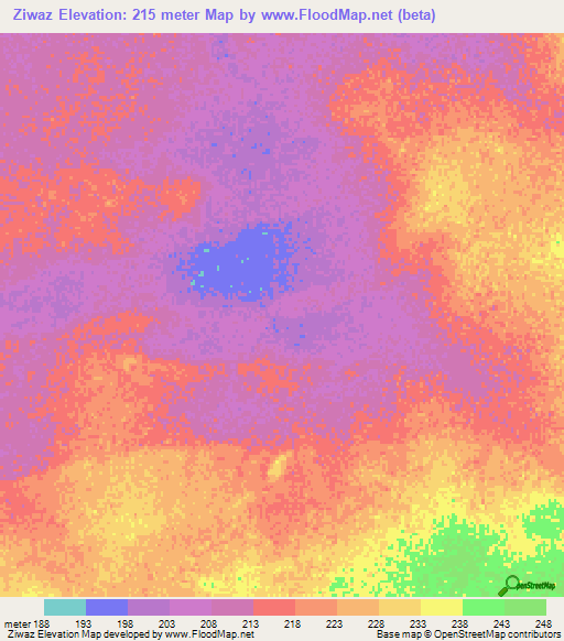 Ziwaz,Mauritania Elevation Map
