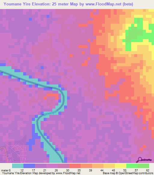 Youmane Yire,Mauritania Elevation Map