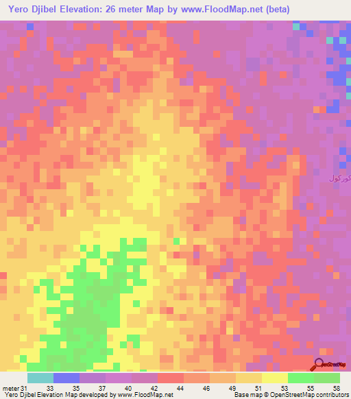 Yero Djibel,Mauritania Elevation Map