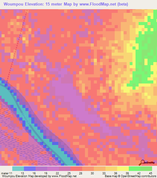Woumpou,Mauritania Elevation Map