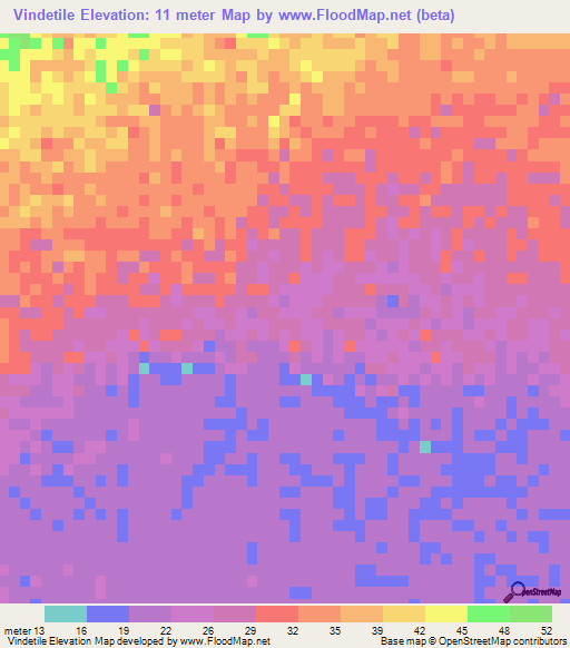 Vindetile,Mauritania Elevation Map