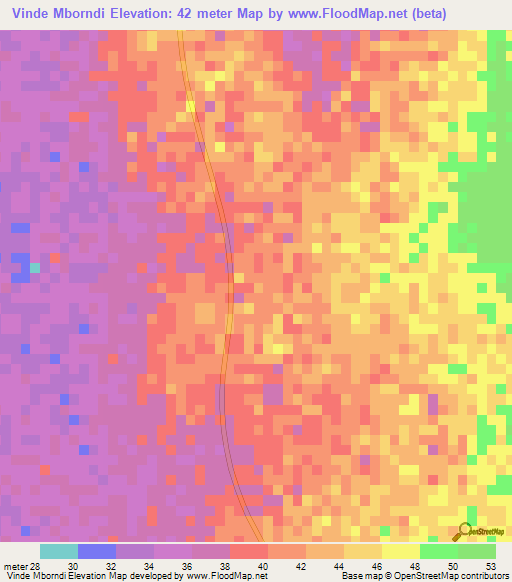 Vinde Mborndi,Mauritania Elevation Map