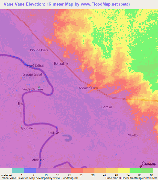 Vane Vane,Mauritania Elevation Map