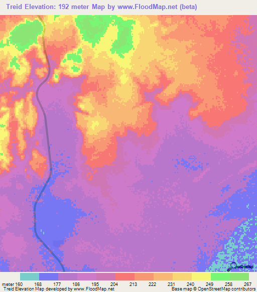 Treid,Mauritania Elevation Map