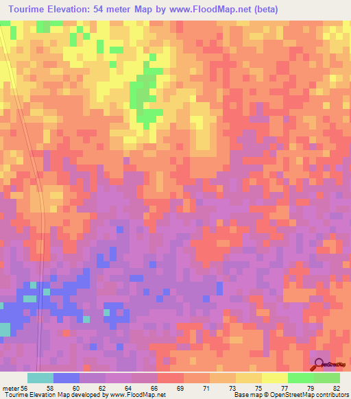 Tourime,Mauritania Elevation Map