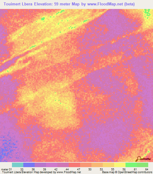 Touimert Lbera,Mauritania Elevation Map