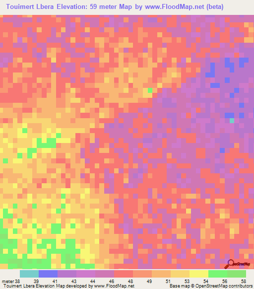 Touimert Lbera,Mauritania Elevation Map