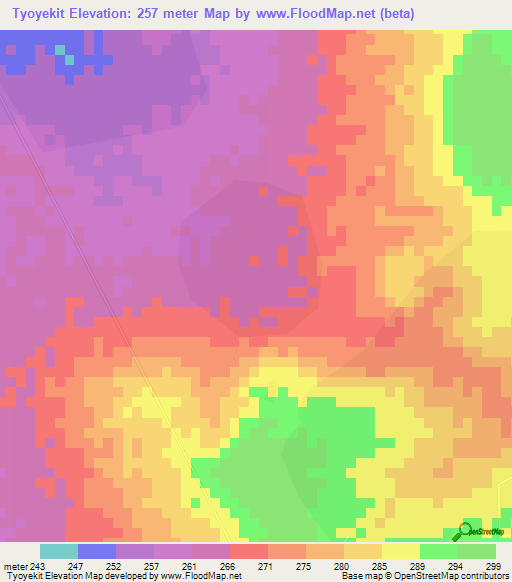 Tyoyekit,Mauritania Elevation Map