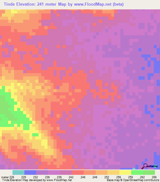 Tinde,Mauritania Elevation Map