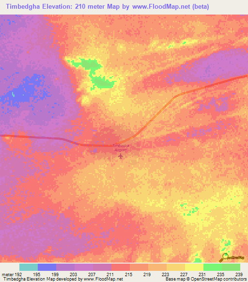 Timbedgha,Mauritania Elevation Map