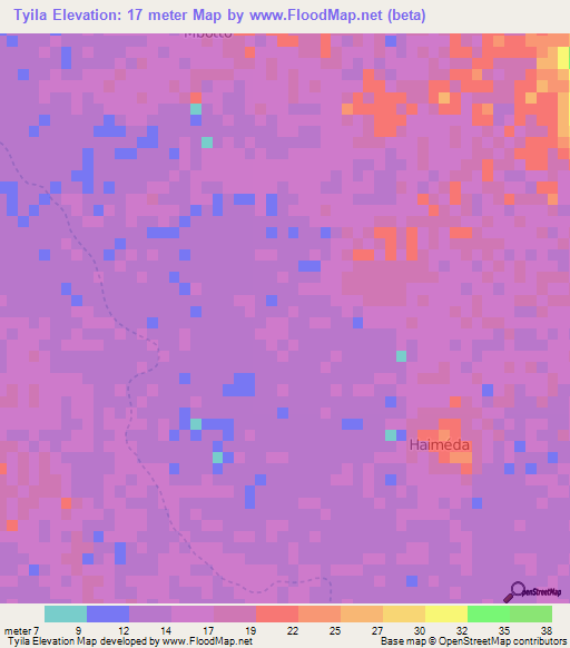 Tyila,Mauritania Elevation Map