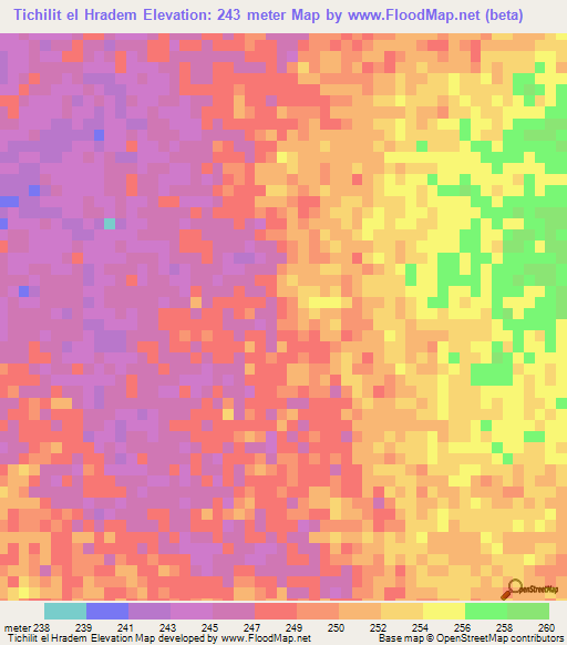 Tichilit el Hradem,Mauritania Elevation Map
