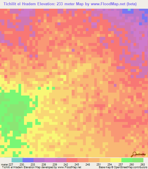 Tichilit el Hradem,Mauritania Elevation Map