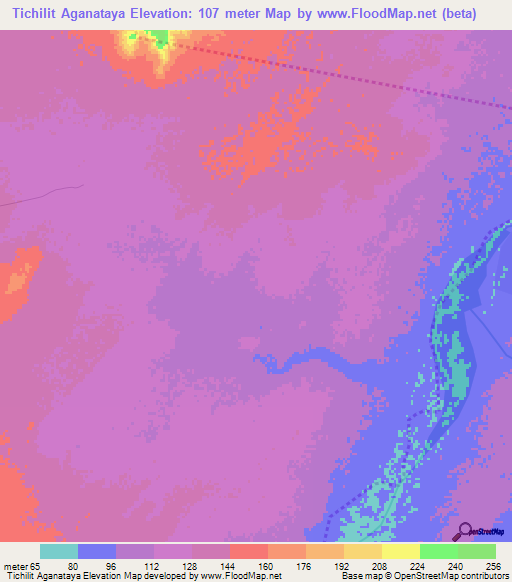 Tichilit Aganataya,Mauritania Elevation Map