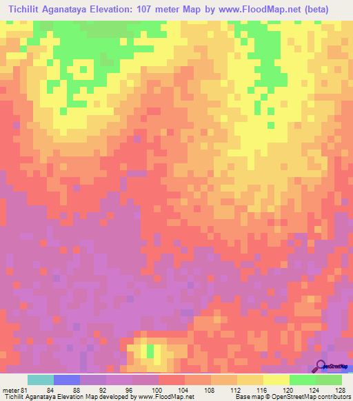 Tichilit Aganataya,Mauritania Elevation Map