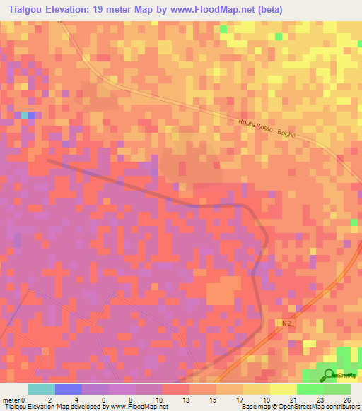 Tialgou,Mauritania Elevation Map