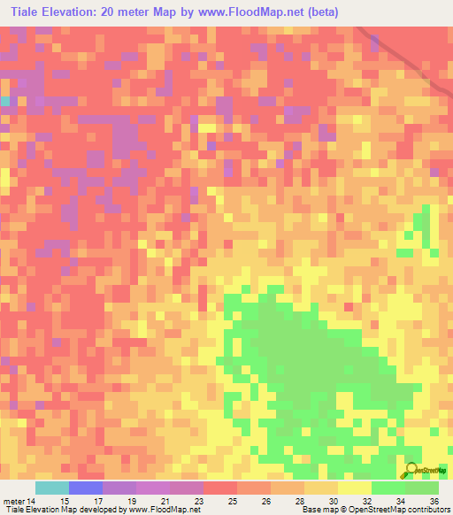 Tiale,Mauritania Elevation Map