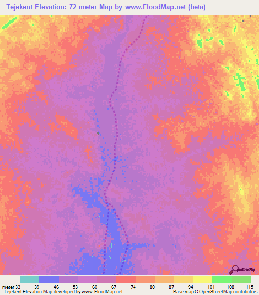 Tejekent,Mauritania Elevation Map