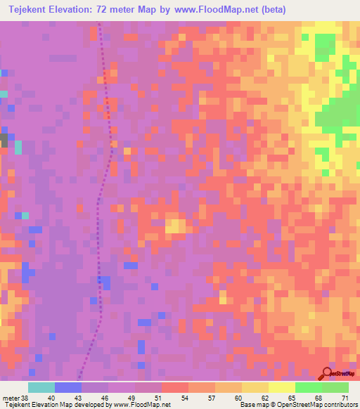 Tejekent,Mauritania Elevation Map