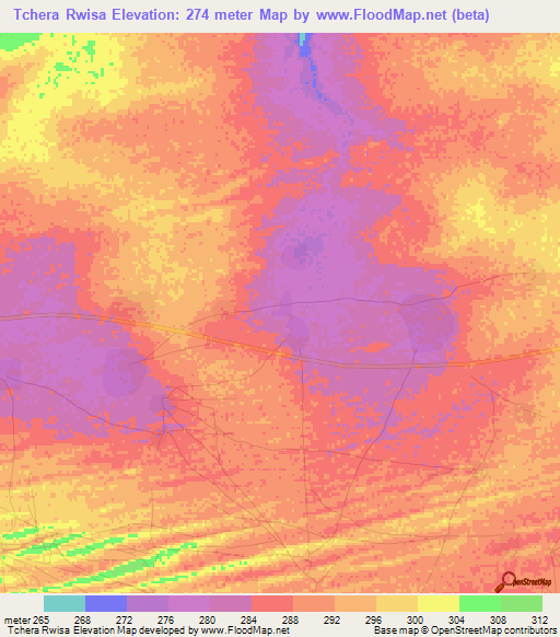 Tchera Rwisa,Mauritania Elevation Map