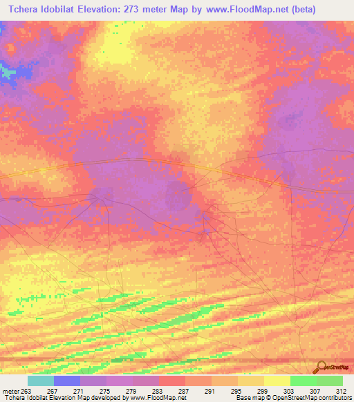 Tchera Idobilat,Mauritania Elevation Map