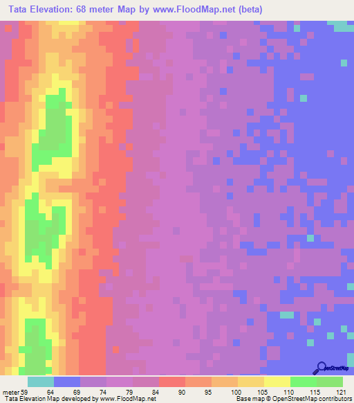 Tata,Mauritania Elevation Map