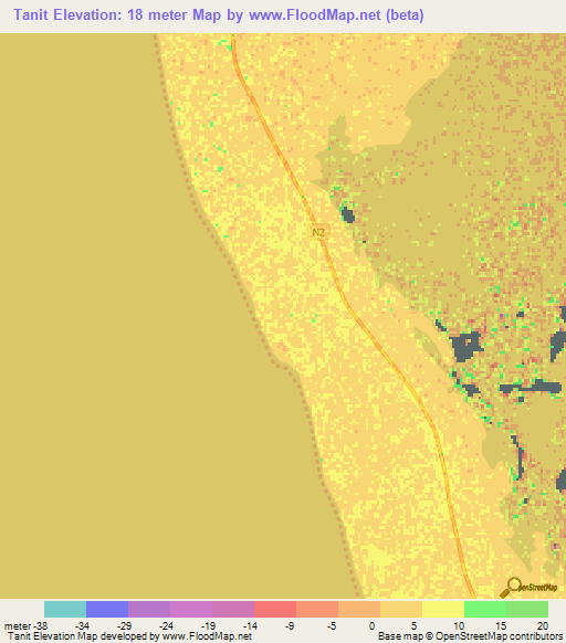 Tanit,Mauritania Elevation Map