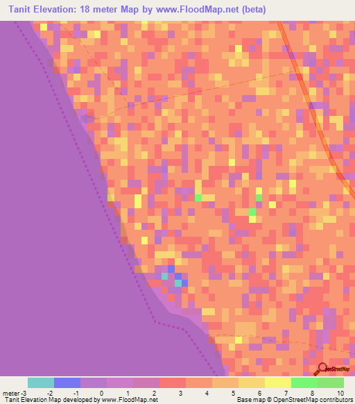 Tanit,Mauritania Elevation Map