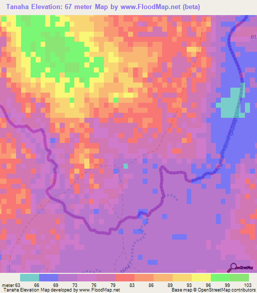 Tanaha,Mauritania Elevation Map