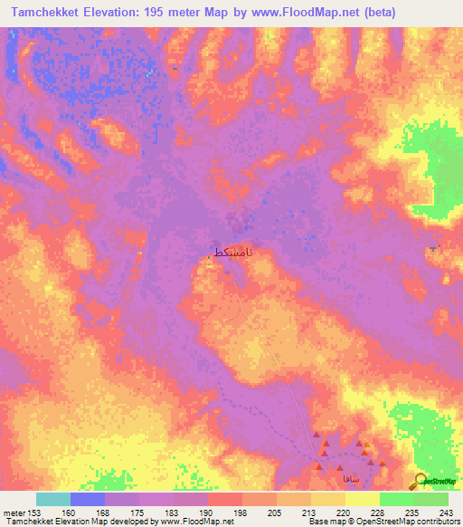 Tamchekket,Mauritania Elevation Map
