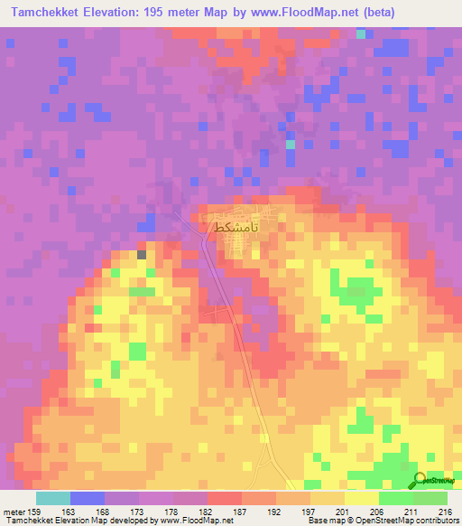 Tamchekket,Mauritania Elevation Map