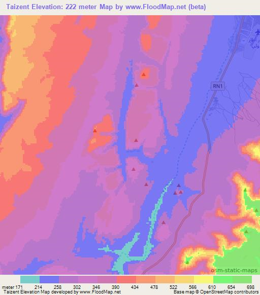 Taizent,Mauritania Elevation Map