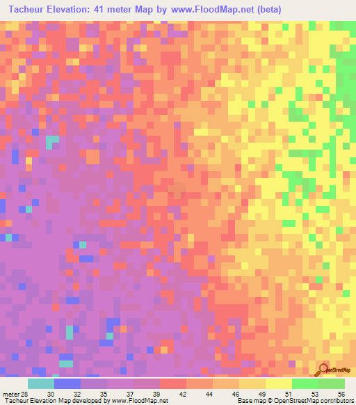 Tacheur,Mauritania Elevation Map