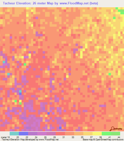 Tacheur,Mauritania Elevation Map