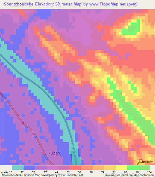 Sountchoudebe,Mauritania Elevation Map