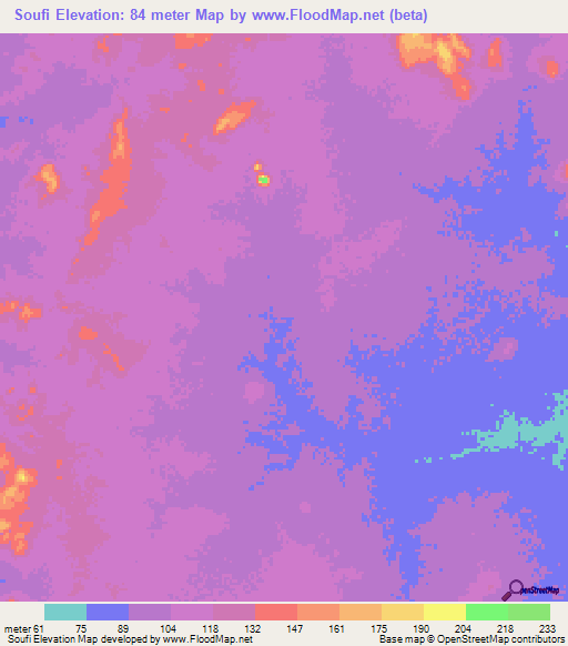 Soufi,Mauritania Elevation Map