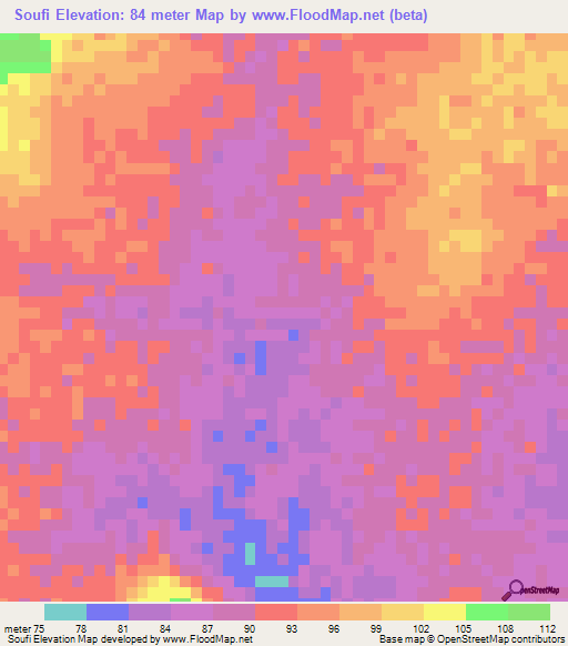 Soufi,Mauritania Elevation Map