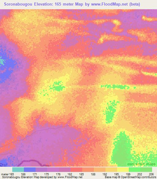 Soronabougou,Mauritania Elevation Map
