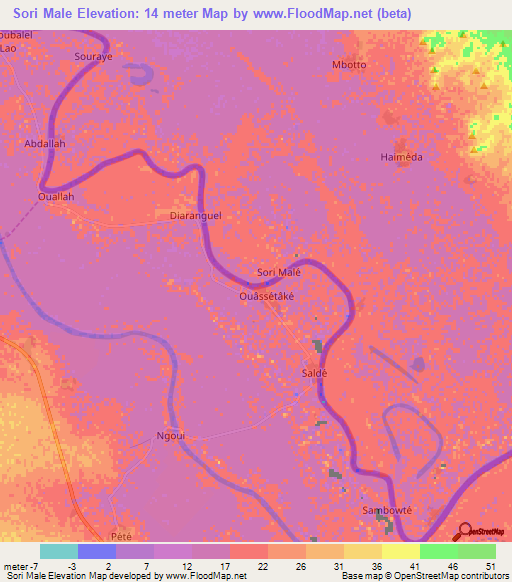 Sori Male,Mauritania Elevation Map