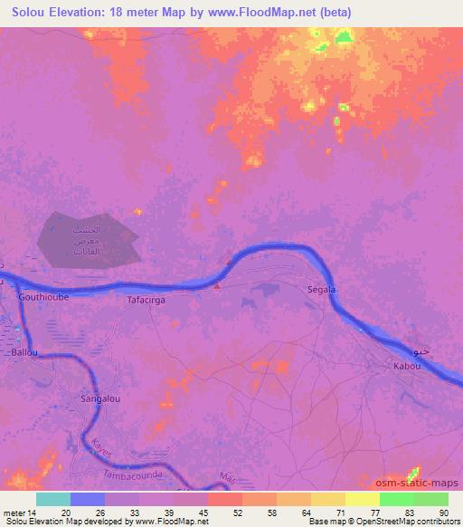 Solou,Mauritania Elevation Map