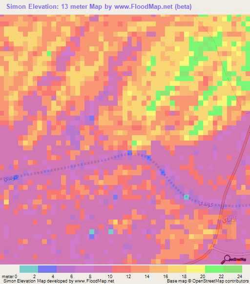 Simon,Mauritania Elevation Map
