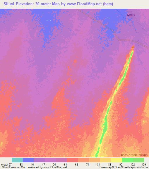 Siluol,Mauritania Elevation Map