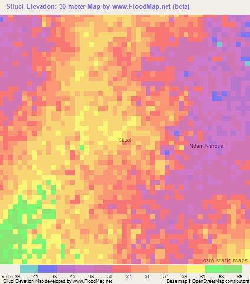 Siluol,Mauritania Elevation Map