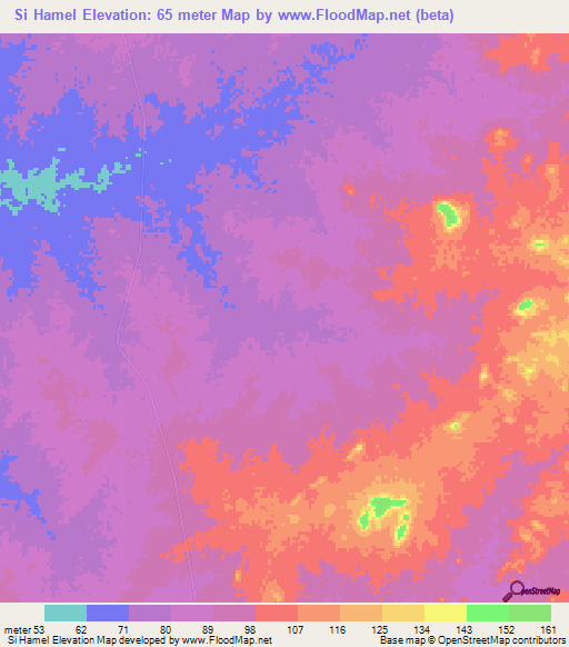 Si Hamel,Mauritania Elevation Map