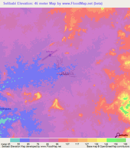 Selibabi,Mauritania Elevation Map