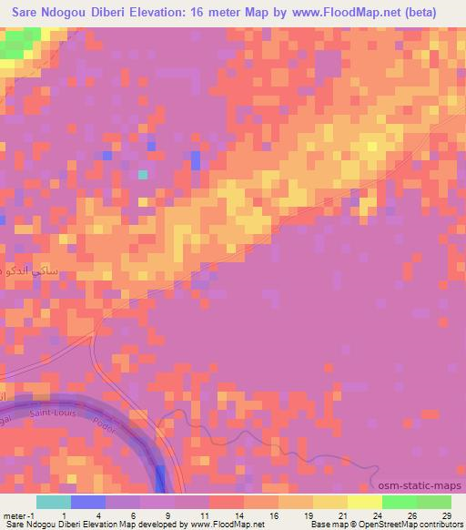 Sare Ndogou Diberi,Mauritania Elevation Map