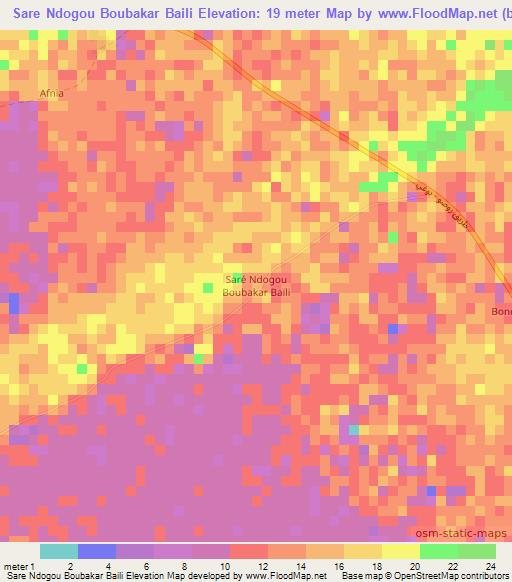Sare Ndogou Boubakar Baili,Mauritania Elevation Map